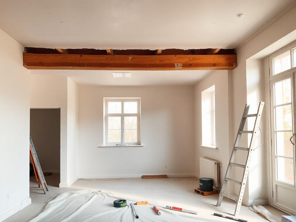 Renovatie van een woning in uitvoering met netjes opgeruimd werkterrein